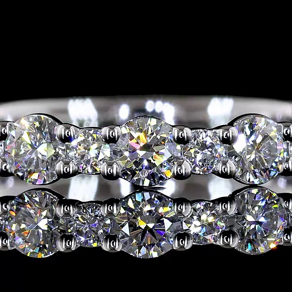 14K White Gold 3/4 Eternity Band with 21 Round Brilliant Cut Lab Diamonds - 0.79 Carats Total Diamond Weight - Covaloro Fine Jewelry - Image 2