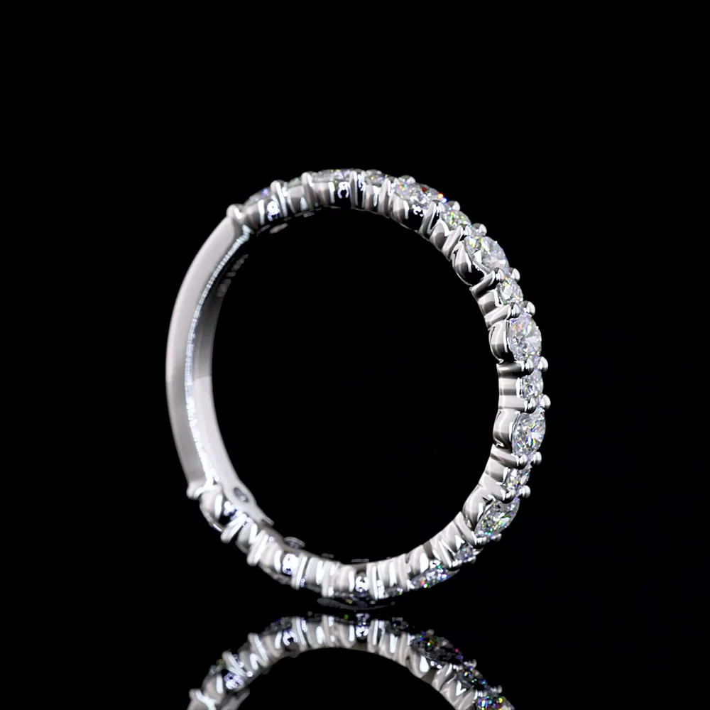 14K White Gold 3/4 Eternity Band with 21 Round Brilliant Cut Lab Diamonds - 0.79 Carats Total Diamond Weight - Covaloro Fine Jewelry - Image 3