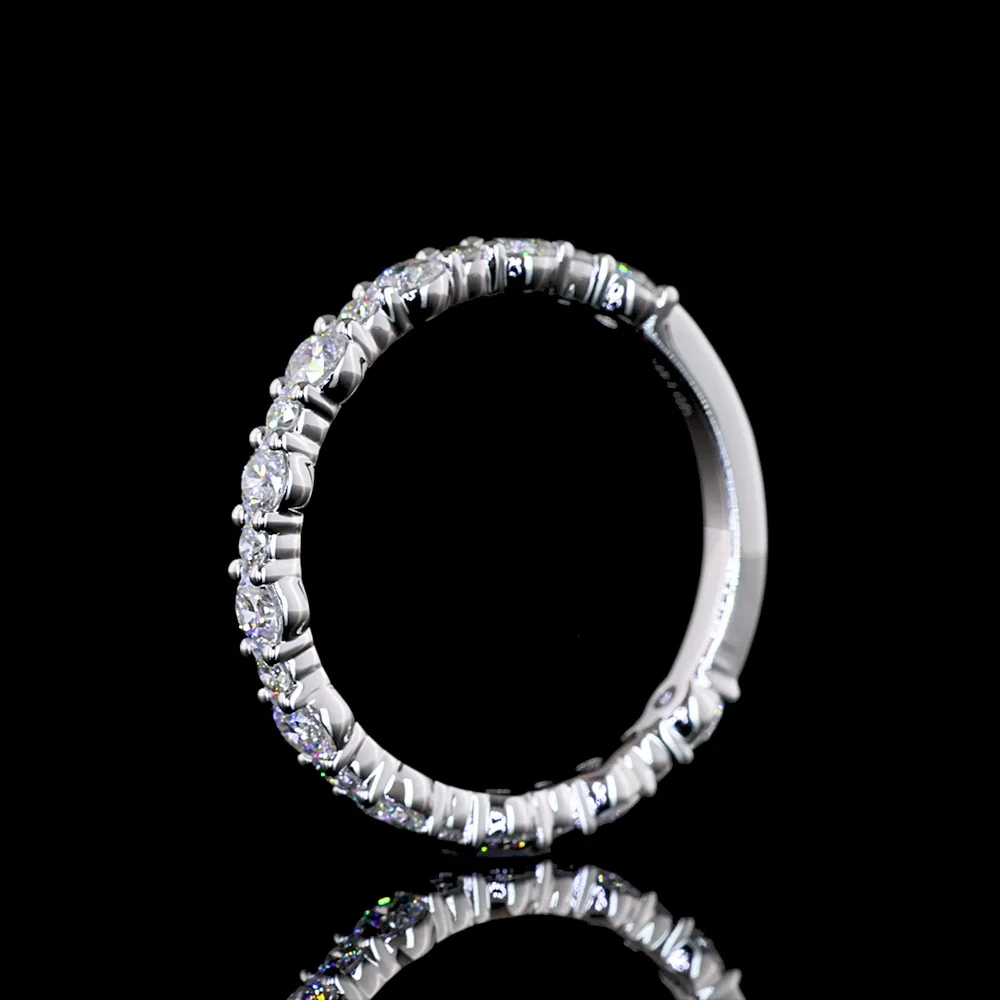14K White Gold 3/4 Eternity Band with 21 Round Brilliant Cut Lab Diamonds - 0.79 Carats Total Diamond Weight - Covaloro Fine Jewelry - Image 4