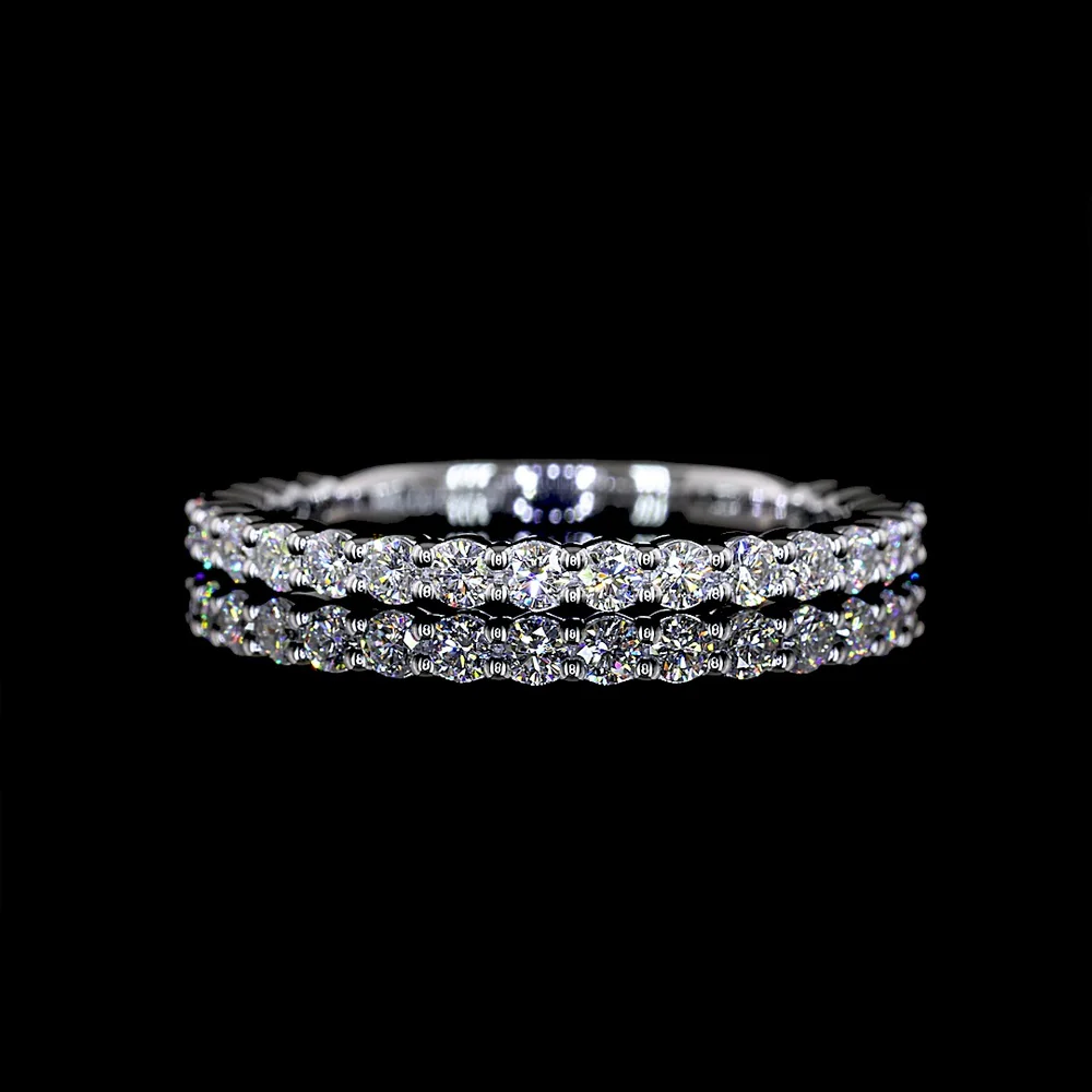 14K White Gold 3/4 Eternity Band with 23 Round Brilliant Cut Lab Diamonds - 0.57 Carat Total Weight, E-F Color VS Clarity - Covaloro Fine Jewelry