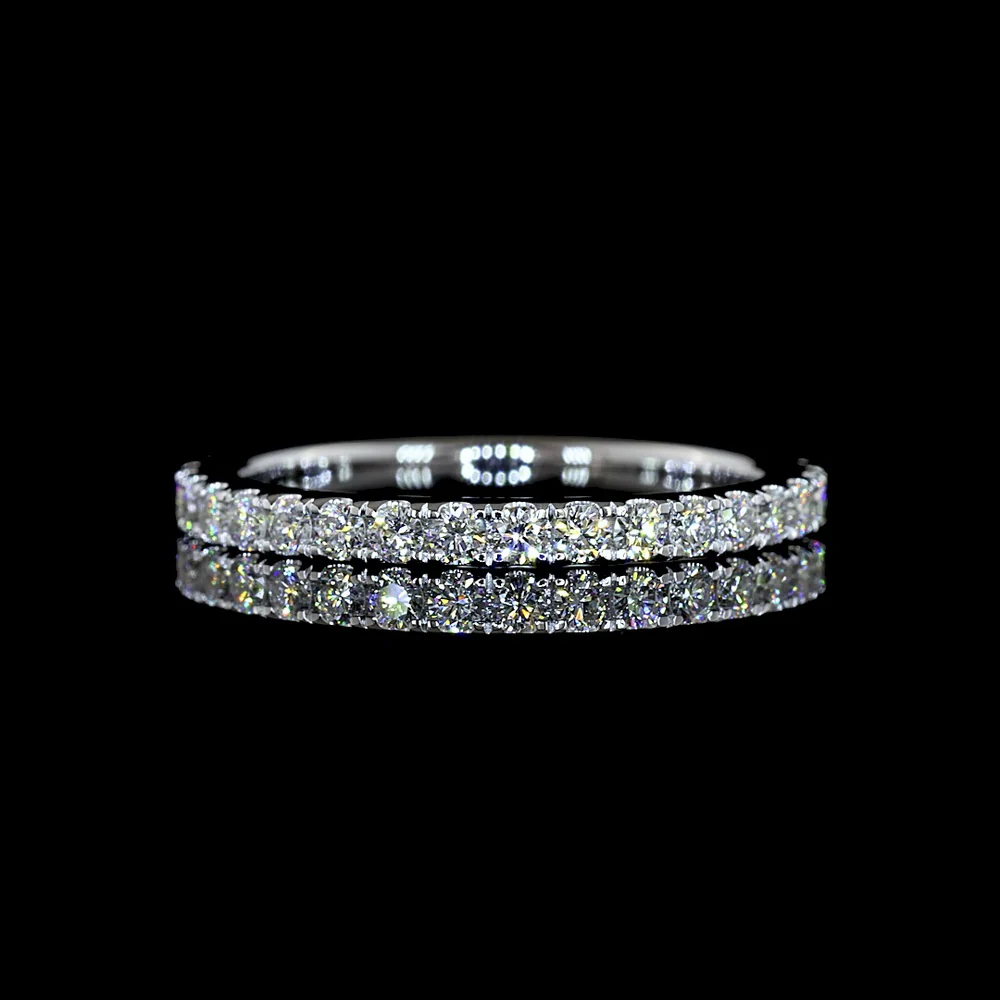 14K White Gold 3/4 Eternity Band with 25 Round Brilliant Cut Lab Diamonds - 0.63 Carats Total Diamond Weight - Covaloro Fine Jewelry