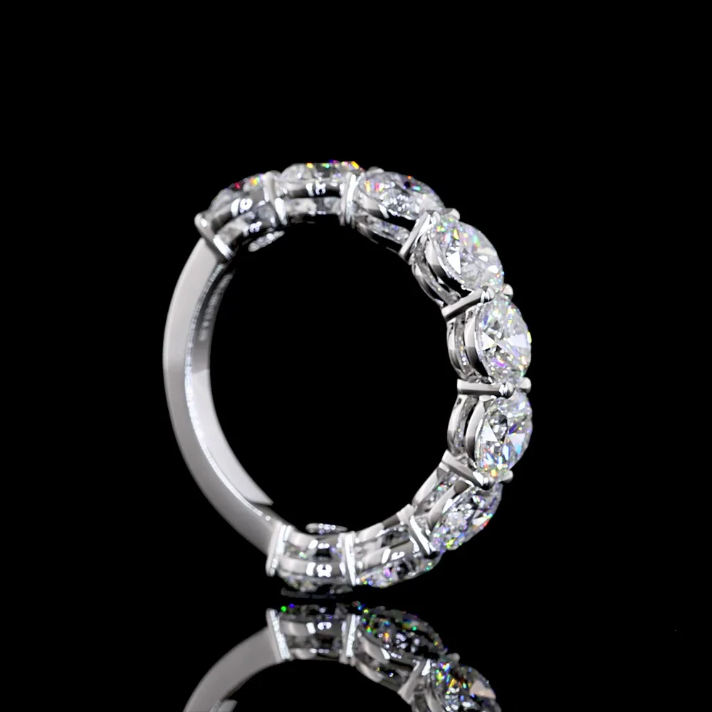 14K White Gold 3/4 Eternity Band with 4.13ctw Round Brilliant Lab Grown Diamonds in Prong Setting - Covaloro Fine Jewelry - Image 3