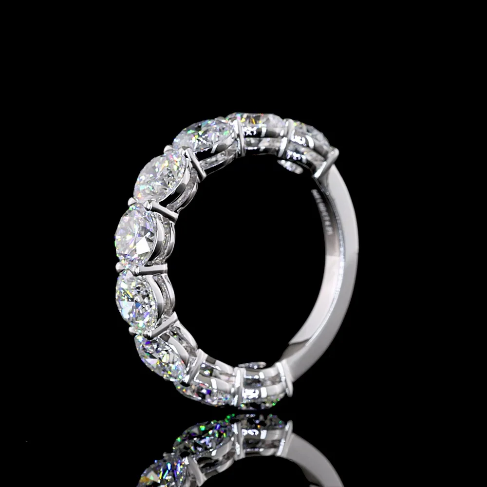 14K White Gold 3/4 Eternity Band with 4.13ctw Round Brilliant Lab Grown Diamonds in Prong Setting - Covaloro Fine Jewelry - Image 4