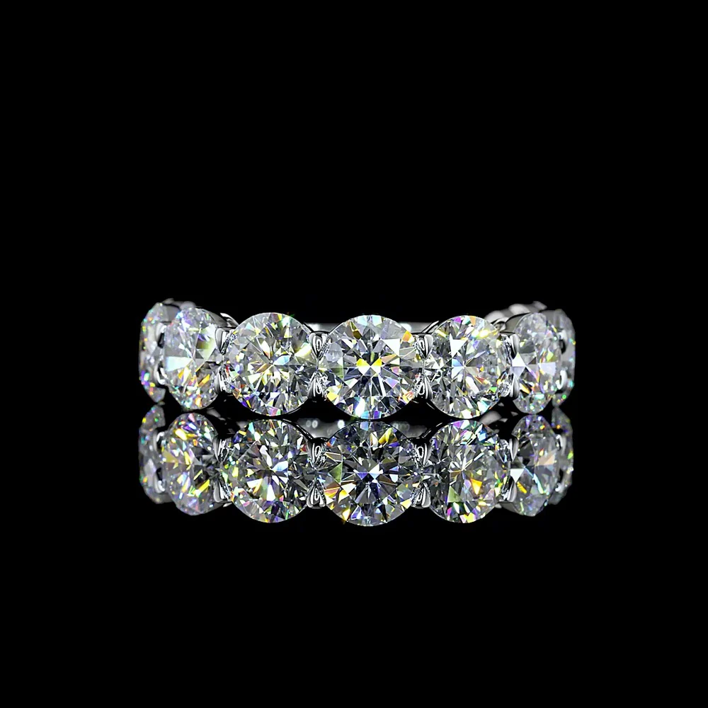 14K White Gold 3/4 Eternity Band with 9 Round Brilliant Lab Diamonds - 5.04 Carat Total Weight - Covaloro Fine Jewelry