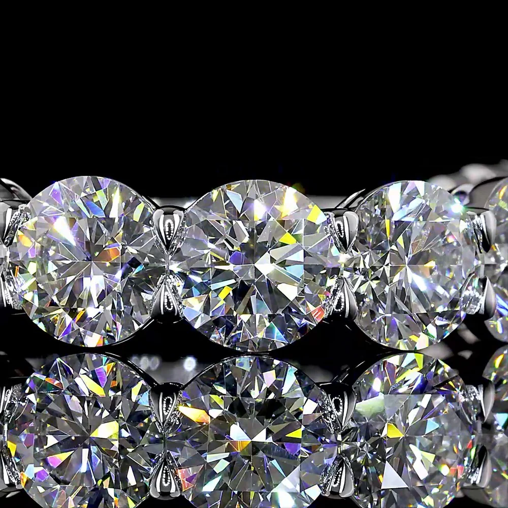 14K White Gold 3/4 Eternity Band with 9 Round Brilliant Lab Diamonds - 5.04 Carat Total Weight - Covaloro Fine Jewelry - Image 2