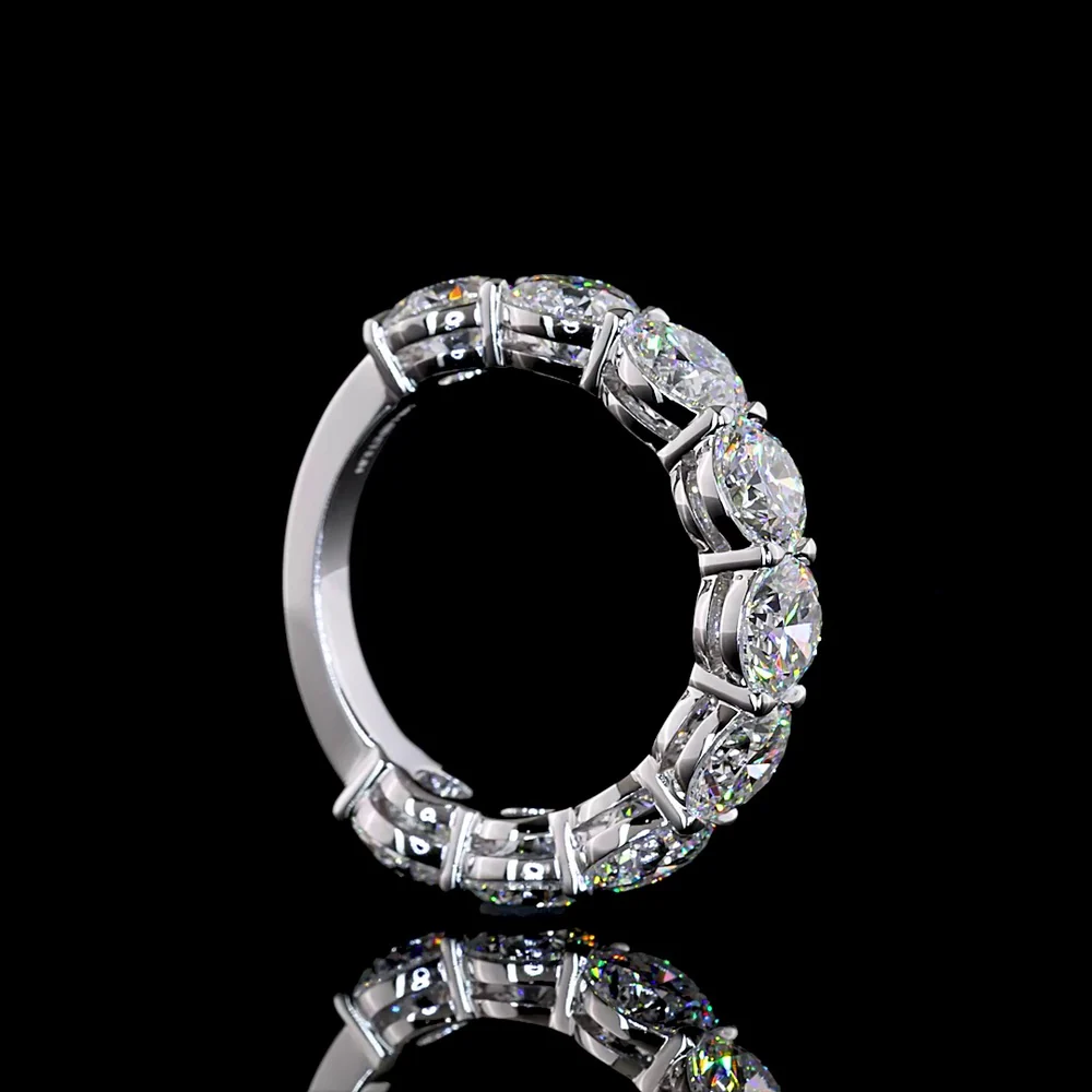 14K White Gold 3/4 Eternity Band with 9 Round Brilliant Lab Diamonds - 5.04 Carat Total Weight - Covaloro Fine Jewelry - Image 3