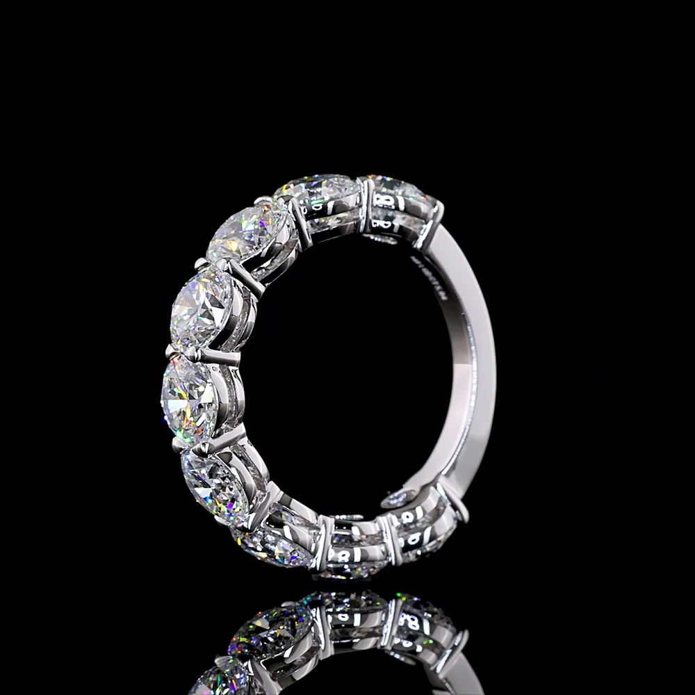 14K White Gold 3/4 Eternity Band with 9 Round Brilliant Lab Diamonds - 5.04 Carat Total Weight - Covaloro Fine Jewelry - Image 4
