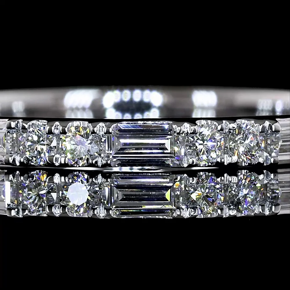 14K White Gold 3/4 Eternity Band with Alternating Baguette and Brilliant Cut Lab Diamonds - 0.55 Carats Total Diamond Weight - Covaloro Fine Jewelry - Image 2