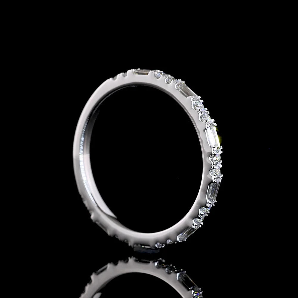 14K White Gold 3/4 Eternity Band with Alternating Baguette and Brilliant Cut Lab Diamonds - 0.55 Carats Total Diamond Weight - Covaloro Fine Jewelry - Image 3
