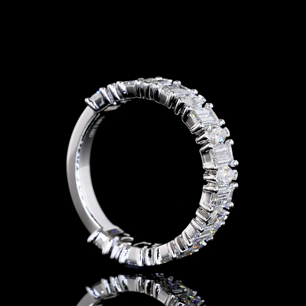 14K White Gold 3/4 Eternity Band with Alternating Marquise and Baguette Lab Diamonds - 1.73 Carat Total Weight - Covaloro Fine Jewelry - Image 3