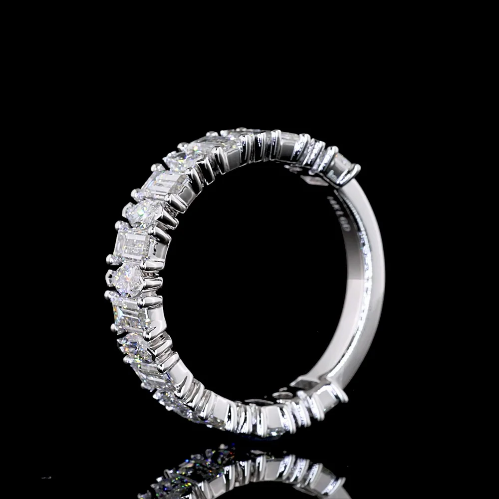 14K White Gold 3/4 Eternity Band with Alternating Marquise and Baguette Lab Diamonds - 1.73 Carat Total Weight - Covaloro Fine Jewelry - Image 4