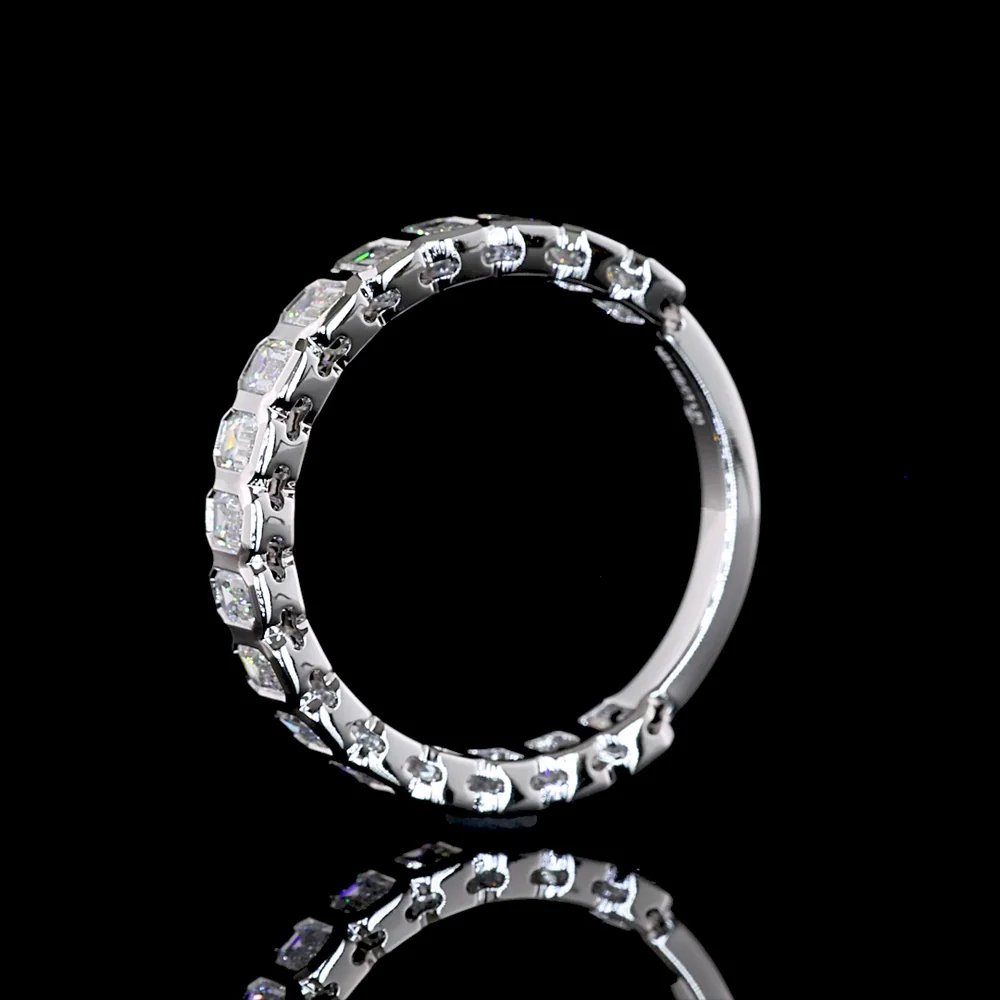 14K White Gold 3/4 Eternity Band with Bezel-Set Emerald Cut Lab Diamonds - 1.18 Carat Total Weight, E-F Color, VS Clarity - Covaloro Fine Jewelry - Image 4