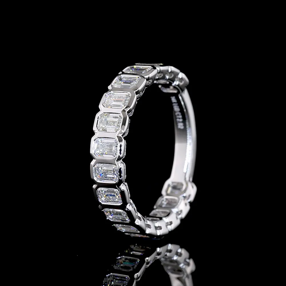 14K White Gold 3/4 Eternity Band with Bezel Set Emerald Cut Lab Diamonds - 2.03 Carat Total Weight - Covaloro Fine Jewelry - Image 4