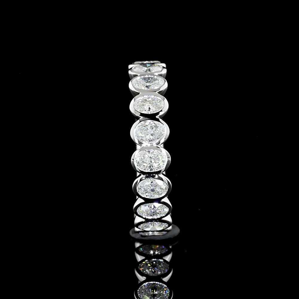 14K White Gold 3/4 Eternity Band with Bezel Set Oval Cut Lab Diamonds - 1.16 Carats Total Diamond Weight - Covaloro Fine Jewelry - Image 2