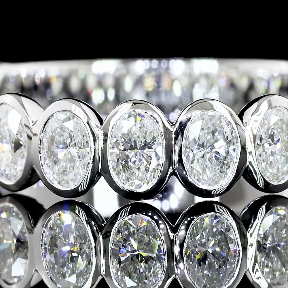 14K White Gold 3/4 Eternity Band with Bezel Set Oval Cut Lab Diamonds - 1.16 Carats Total Diamond Weight - Covaloro Fine Jewelry - Image 3