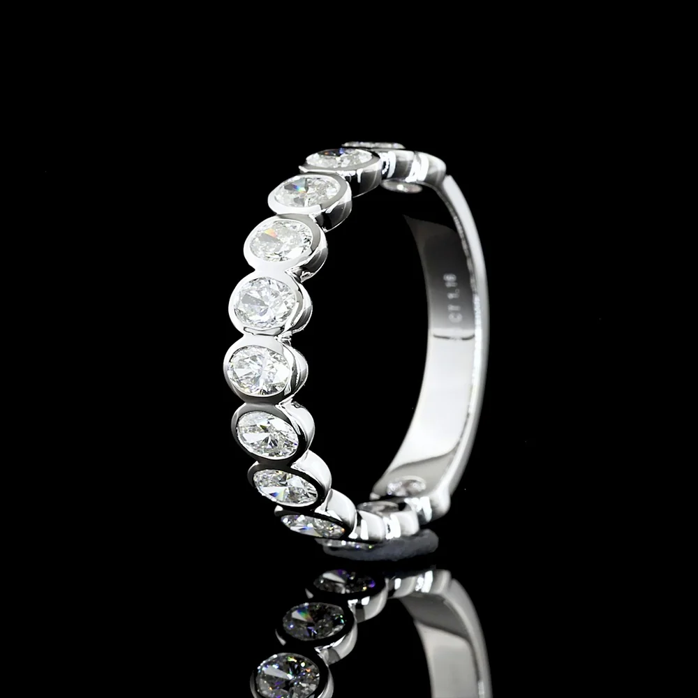 14K White Gold 3/4 Eternity Band with Bezel Set Oval Cut Lab Diamonds - 1.16 Carats Total Diamond Weight - Covaloro Fine Jewelry - Image 4