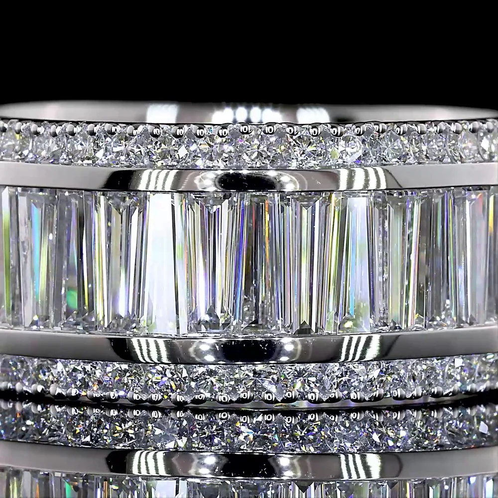 14K White Gold 3/4 Eternity Band with Channel Set Baguette and Round Lab Diamonds - 3.32 Carat Total Diamond Weight - Covaloro Fine Jewelry - Image 2