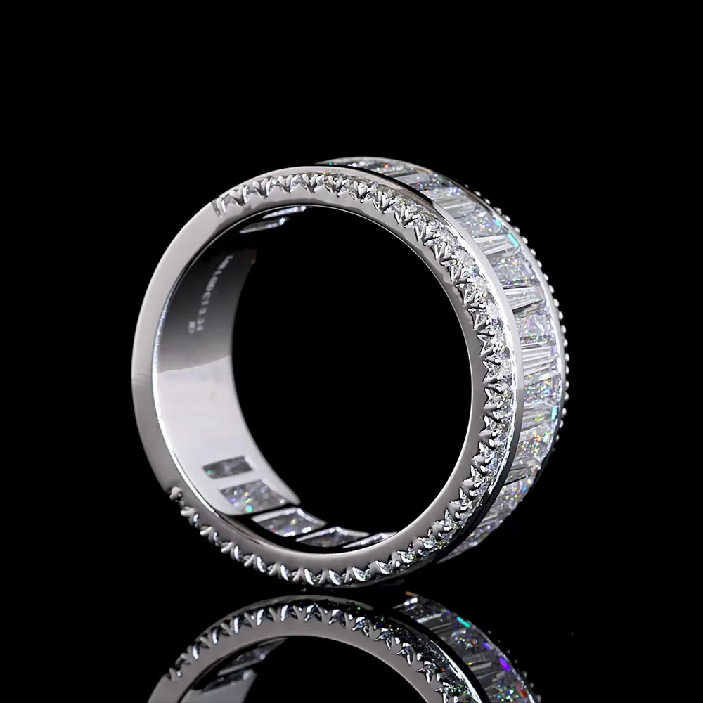 14K White Gold 3/4 Eternity Band with Channel Set Baguette and Round Lab Diamonds - 3.32 Carat Total Diamond Weight - Covaloro Fine Jewelry - Image 3