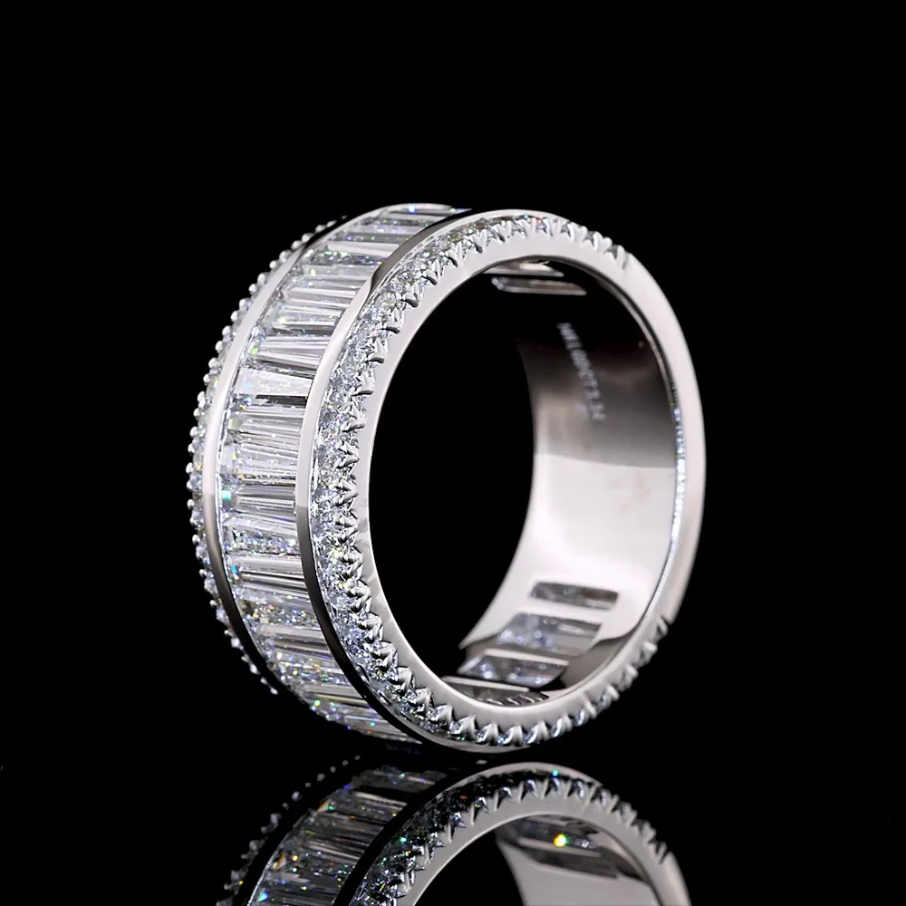 14K White Gold 3/4 Eternity Band with Channel Set Baguette and Round Lab Diamonds - 3.32 Carat Total Diamond Weight - Covaloro Fine Jewelry - Image 4