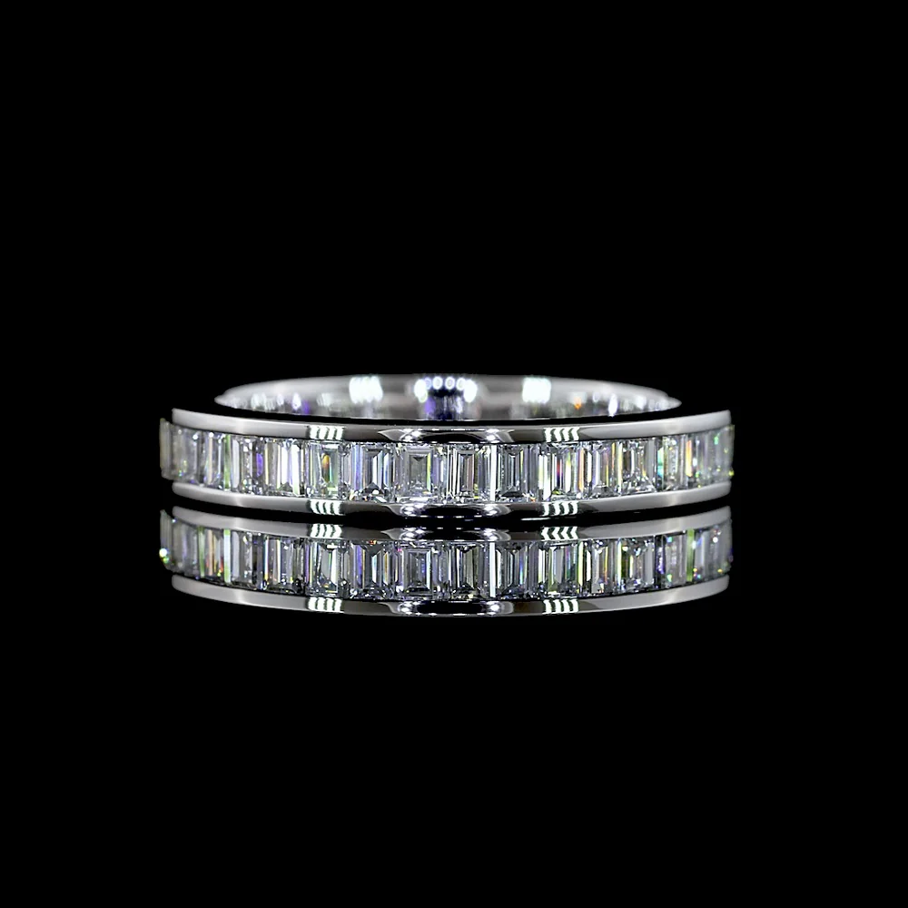 14K White Gold 3/4 Eternity Band with Channel Set Baguette Cut Lab Diamonds - 1.04 Carat Total Weight - Covaloro Fine Jewelry