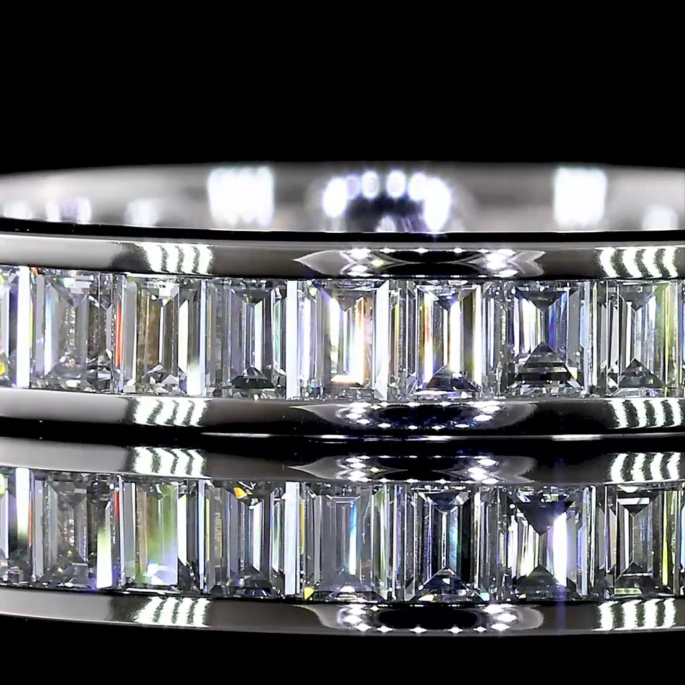 14K White Gold 3/4 Eternity Band with Channel Set Baguette Cut Lab Diamonds - 1.04 Carat Total Weight - Covaloro Fine Jewelry - Image 2