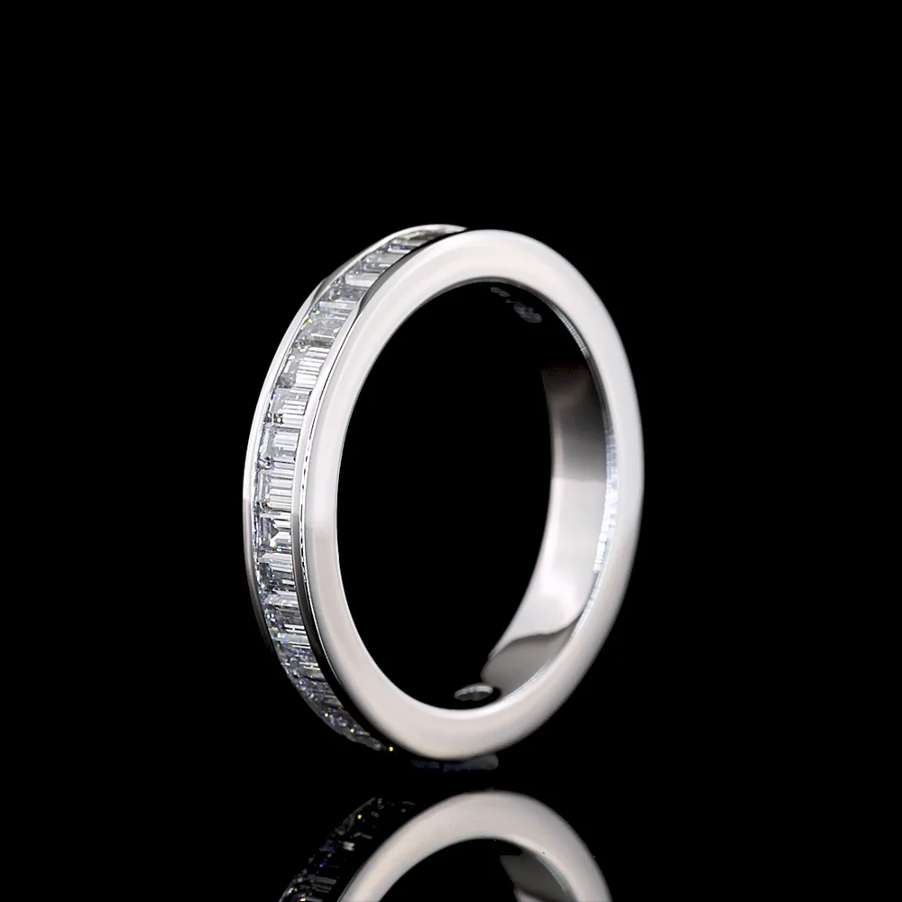 14K White Gold 3/4 Eternity Band with Channel Set Baguette Cut Lab Diamonds - 1.04 Carat Total Weight - Covaloro Fine Jewelry - Image 4