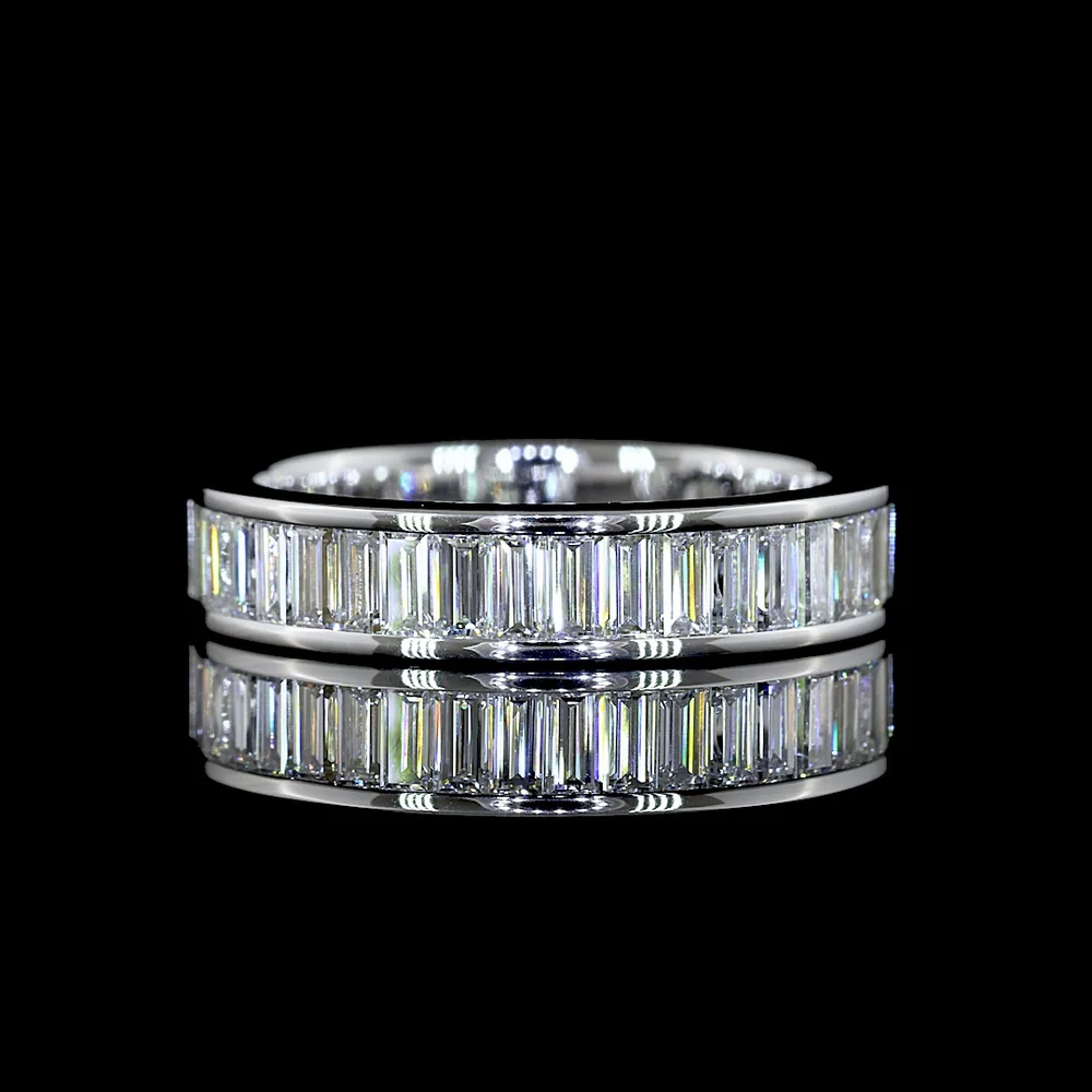14K White Gold 3/4 Eternity Band with Channel Set Baguette Cut Lab Diamonds - 1.57 Total Carat Weight, E-F Color, VS Clarity - Covaloro Fine Jewelry