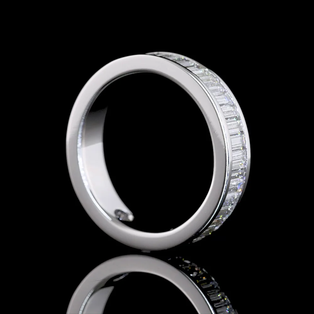 14K White Gold 3/4 Eternity Band with Channel Set Baguette Cut Lab Diamonds - 1.57 Total Carat Weight, E-F Color, VS Clarity - Covaloro Fine Jewelry - Image 3