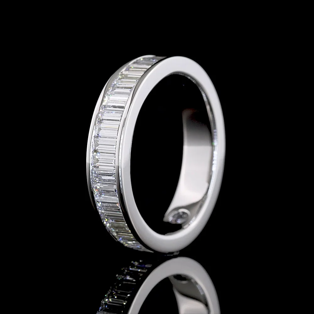 14K White Gold 3/4 Eternity Band with Channel Set Baguette Cut Lab Diamonds - 1.57 Total Carat Weight, E-F Color, VS Clarity - Covaloro Fine Jewelry - Image 4