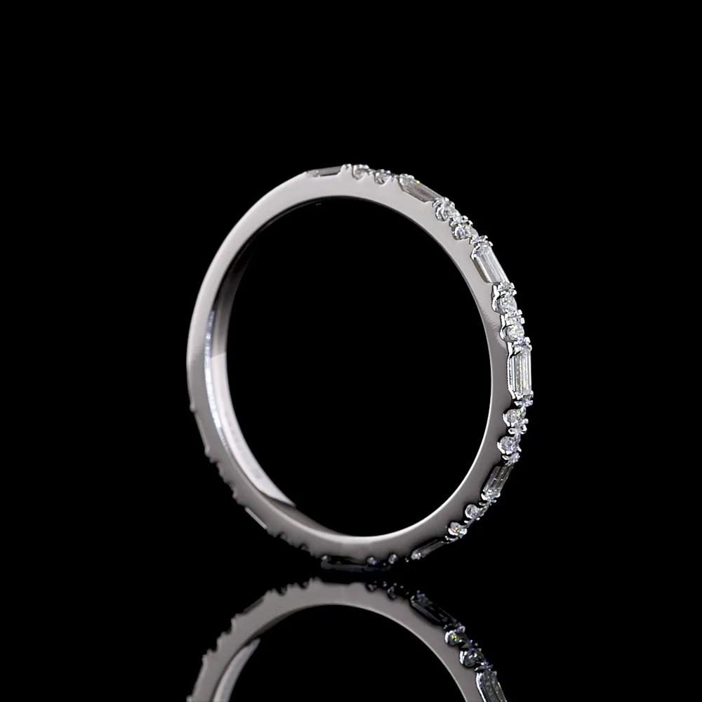 14K White Gold 3/4 Eternity Band with East-West Baguette and Round Lab Diamonds - 0.59 Carat Total Weight, E-F VS1 - Covaloro Fine Jewelry - Image 3