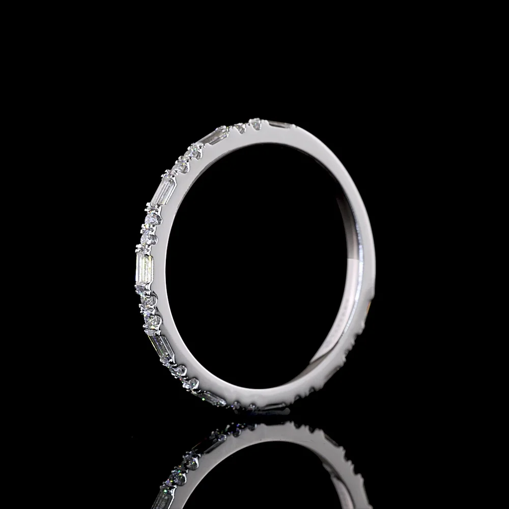 14K White Gold 3/4 Eternity Band with East-West Baguette and Round Lab Diamonds - 0.59 Carat Total Weight, E-F VS1 - Covaloro Fine Jewelry - Image 4