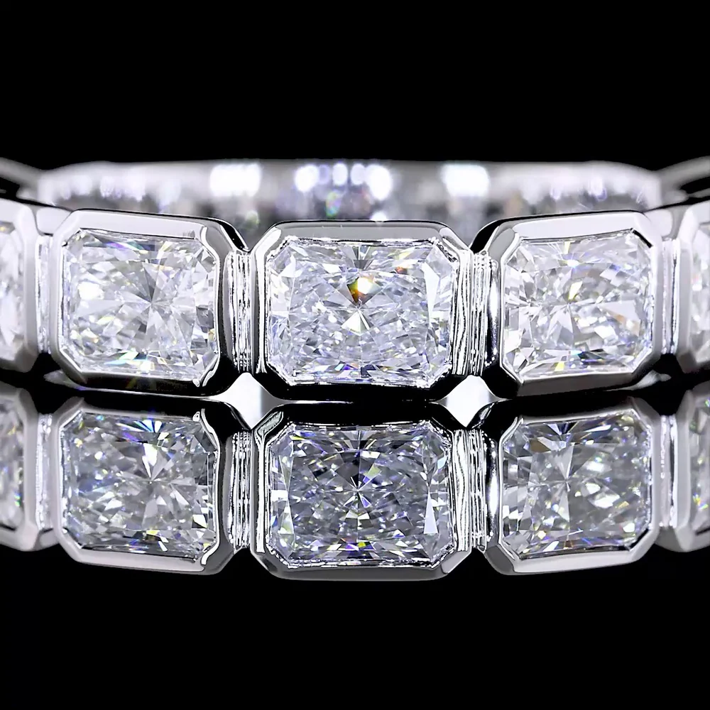 14K White Gold 3/4 Eternity Band with East-West Bezel Set Radiant Cut Lab Diamonds - 2.37 Carat Total Weight - Covaloro Fine Jewelry - Image 2