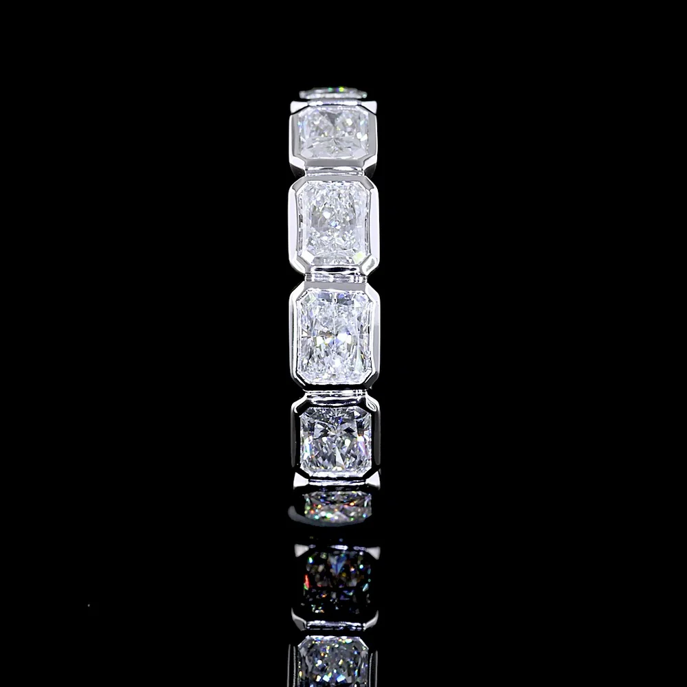 14K White Gold 3/4 Eternity Band with East-West Bezel Set Radiant Cut Lab Diamonds - 2.37 Carat Total Weight - Covaloro Fine Jewelry - Image 3