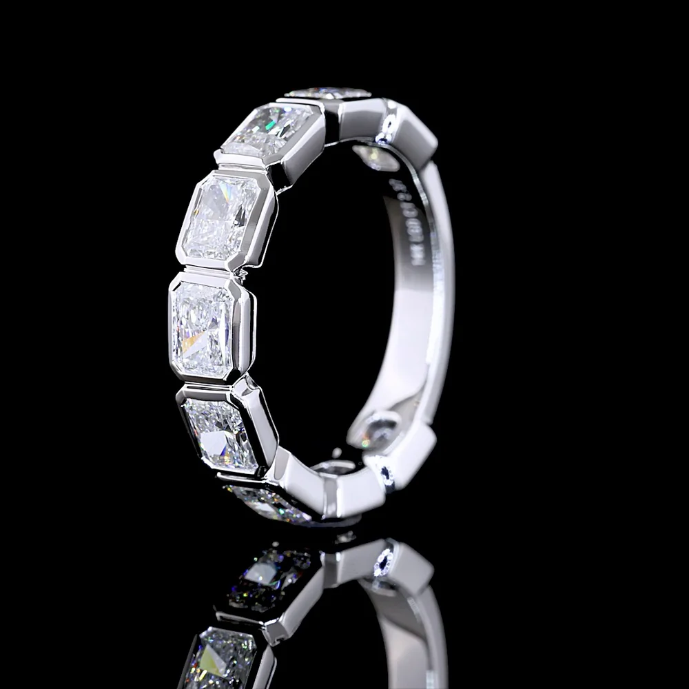 14K White Gold 3/4 Eternity Band with East-West Bezel Set Radiant Cut Lab Diamonds - 2.37 Carat Total Weight - Covaloro Fine Jewelry - Image 4