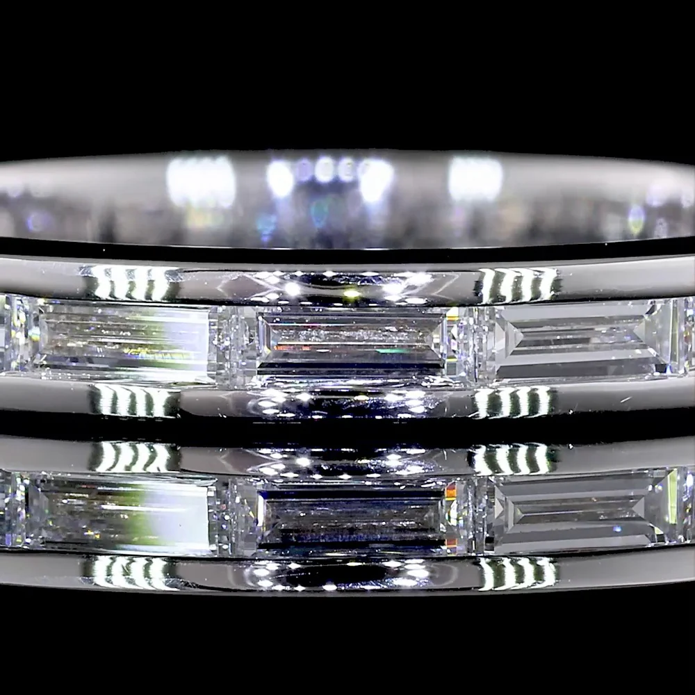 14K White Gold 3/4 Eternity Band with East-West Channel Set Baguette Cut Lab Diamonds - 0.83 Carats Total Diamond Weight - Covaloro Fine Jewelry - Image 2