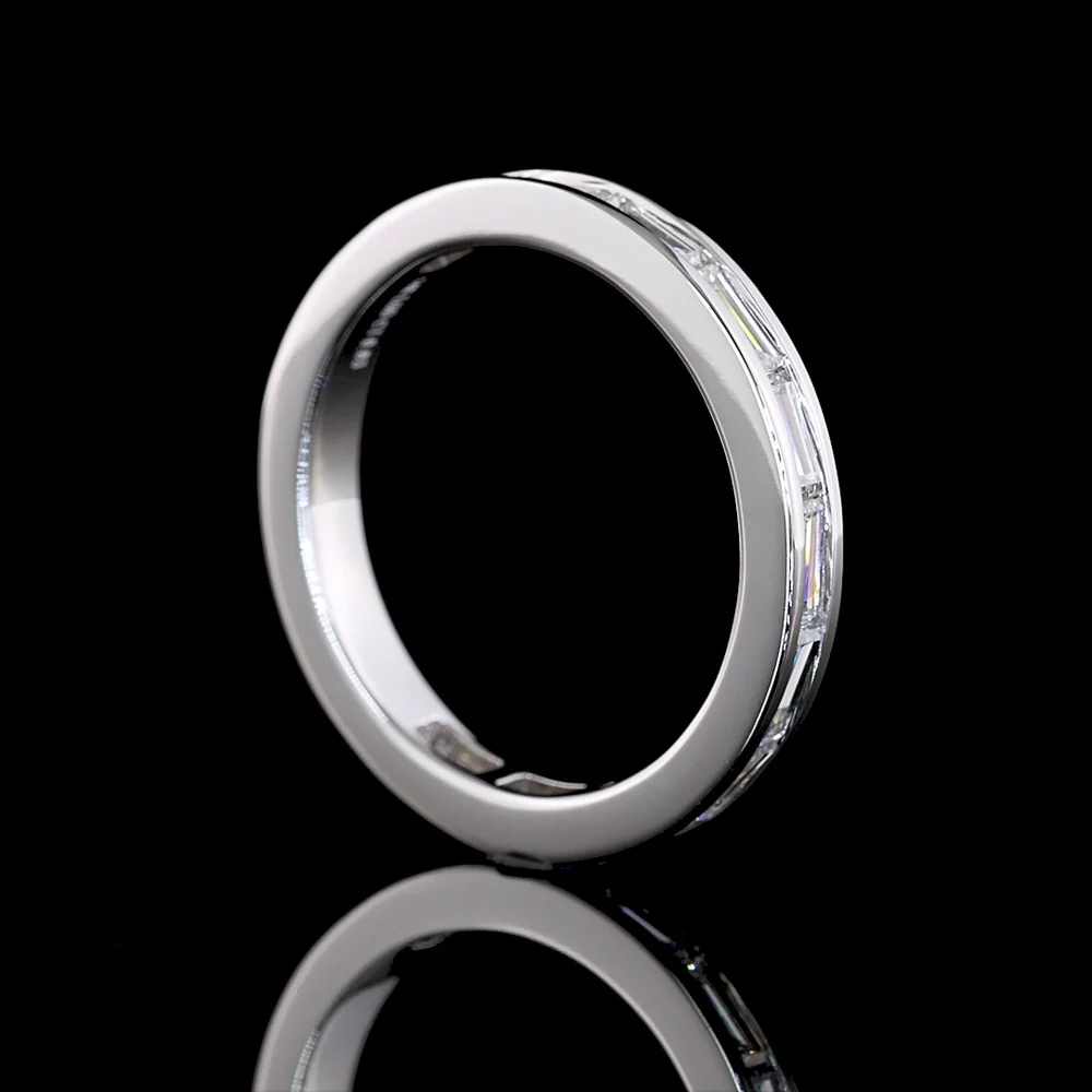 14K White Gold 3/4 Eternity Band with East-West Channel Set Baguette Cut Lab Diamonds - 0.83 Carats Total Diamond Weight - Covaloro Fine Jewelry - Image 3