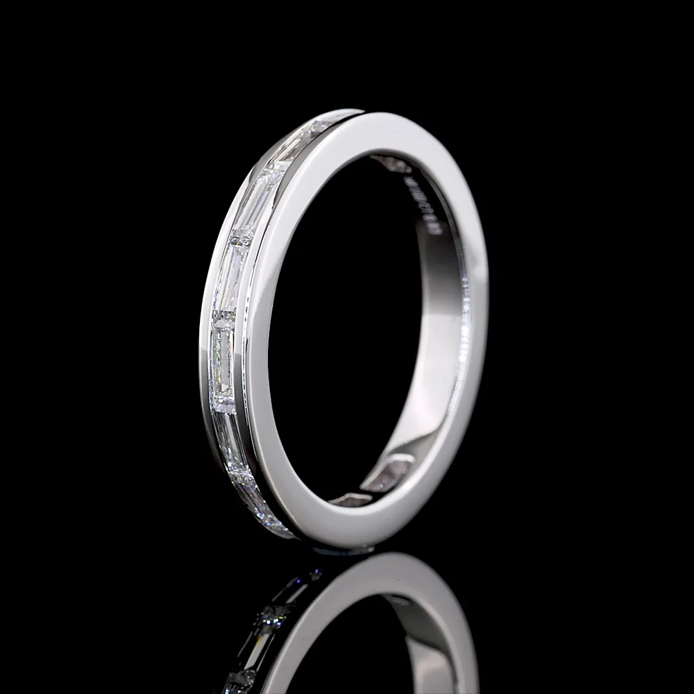 14K White Gold 3/4 Eternity Band with East-West Channel Set Baguette Cut Lab Diamonds - 0.83 Carats Total Diamond Weight - Covaloro Fine Jewelry - Image 4
