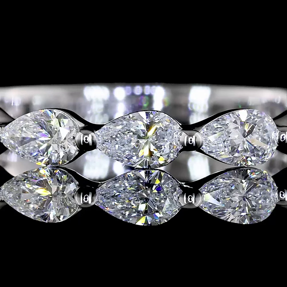 14K White Gold 3/4 Eternity Band with East-West Pear Shape Lab Diamonds - 0.99 Carats Total Diamond Weight - Covaloro Fine Jewelry - Image 2