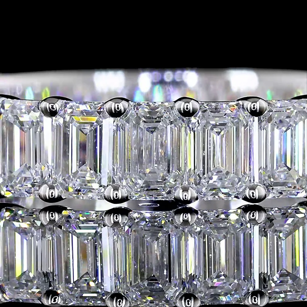 14K White Gold 3/4 Eternity Band with East-West Prong Set Emerald Cut Lab Diamonds - 2.06 Carats Total Diamond Weight - Covaloro Fine Jewelry - Image 2