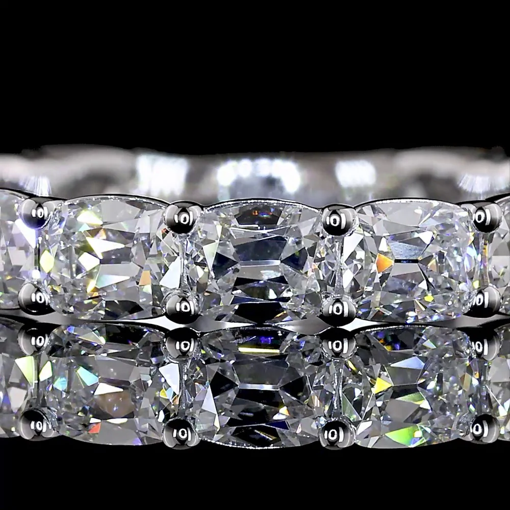 14K White Gold 3/4 Eternity Band with East-West Set Antique Cushion Lab Diamonds - 1.82 Carats Total Diamond Weight - Covaloro Fine Jewelry - Image 2