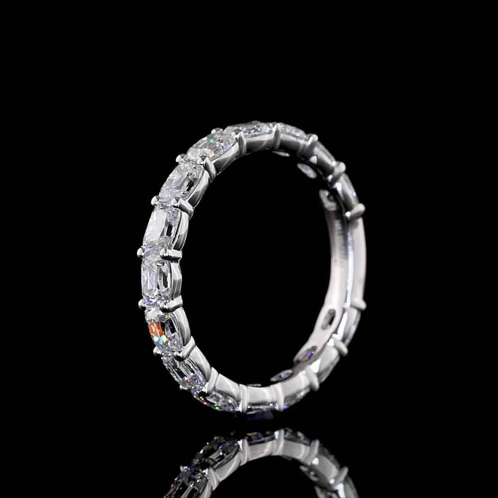 14K White Gold 3/4 Eternity Band with East-West Set Antique Cushion Lab Diamonds - 1.82 Carats Total Diamond Weight - Covaloro Fine Jewelry - Image 4