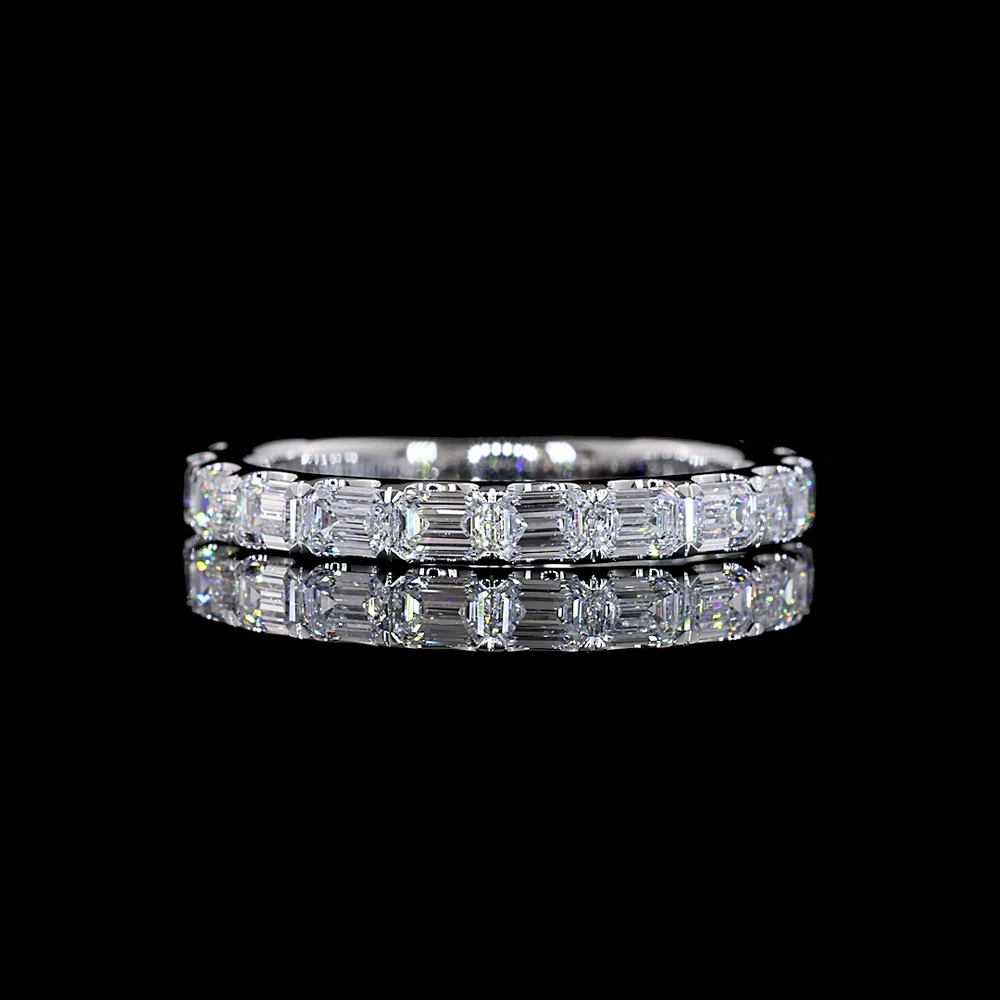 14K White Gold 3/4 Eternity Band with East-West Set Emerald Cut Lab Diamonds - 1.32 Carats Total Diamond Weight - Covaloro Fine Jewelry