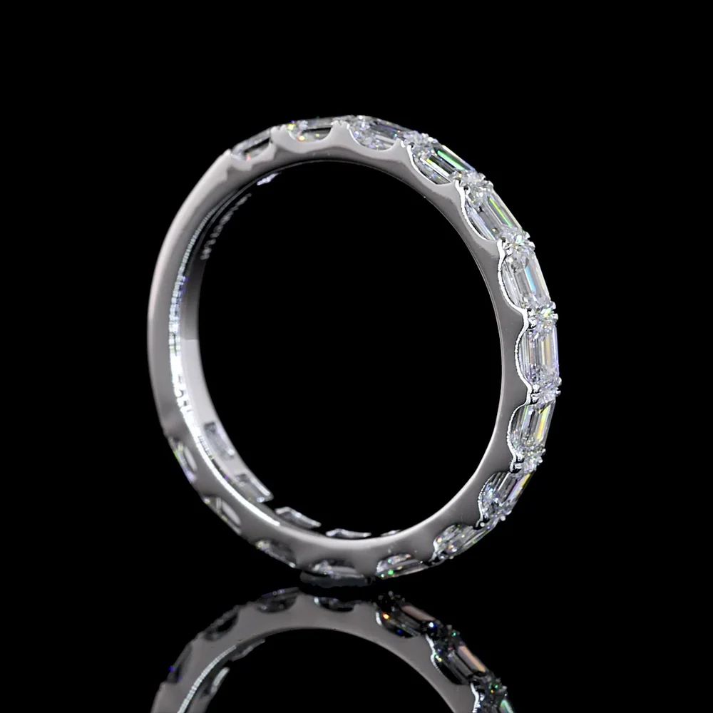 14K White Gold 3/4 Eternity Band with East-West Set Emerald Cut Lab Diamonds - 15 Stones, 1.40 Carat Total Weight - Covaloro Fine Jewelry - Image 3