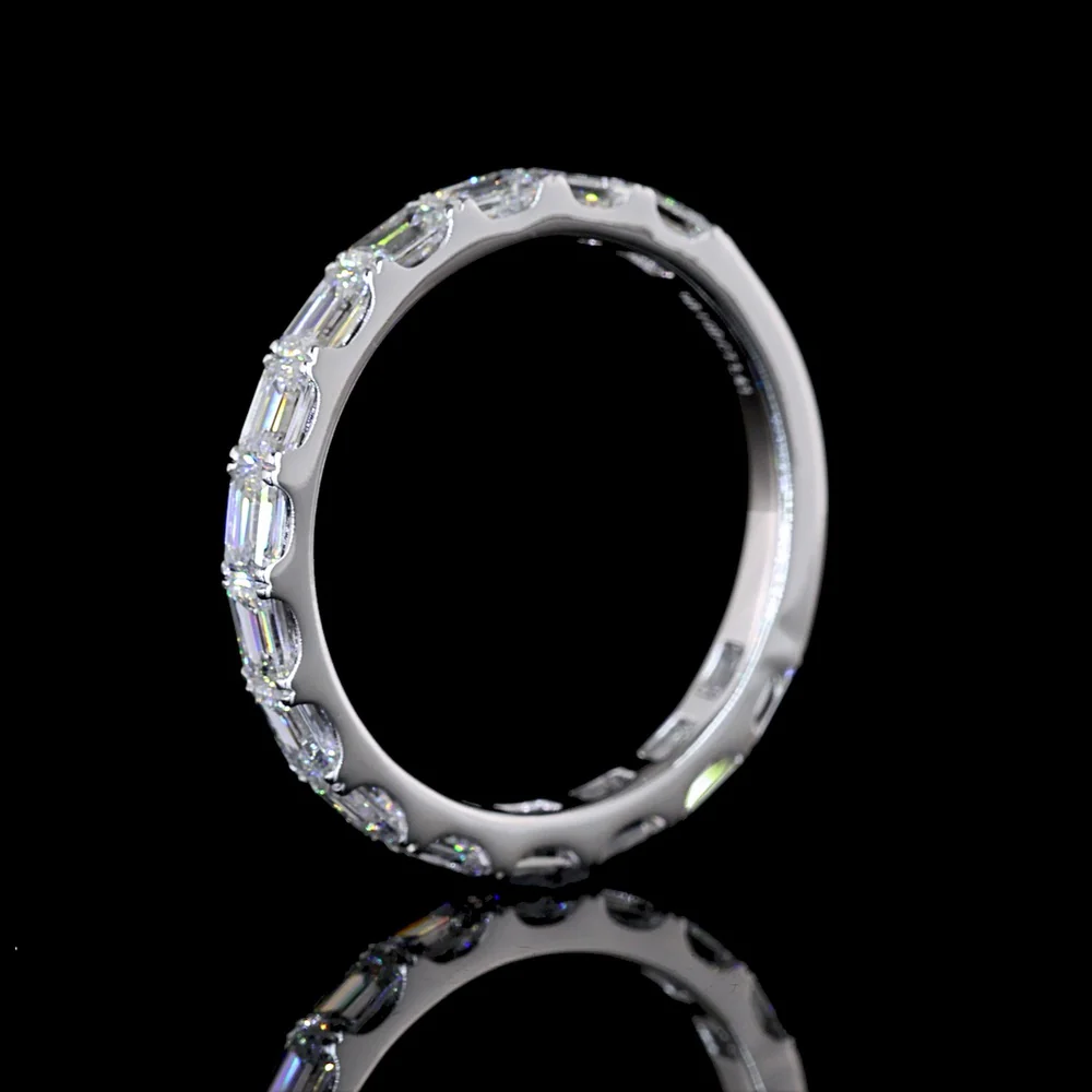 14K White Gold 3/4 Eternity Band with East-West Set Emerald Cut Lab Diamonds - 15 Stones, 1.40 Carat Total Weight - Covaloro Fine Jewelry - Image 4