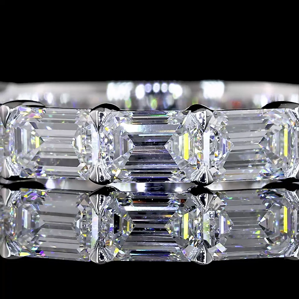 14K White Gold 3/4 Eternity Band with East-West Set Emerald Cut Lab Diamonds - 3.09 Carats Total Diamond Weight - Covaloro Fine Jewelry - Image 2