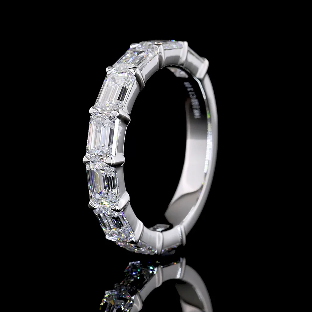 14K White Gold 3/4 Eternity Band with East-West Set Emerald Cut Lab Diamonds - 3.09 Carats Total Diamond Weight - Covaloro Fine Jewelry - Image 4