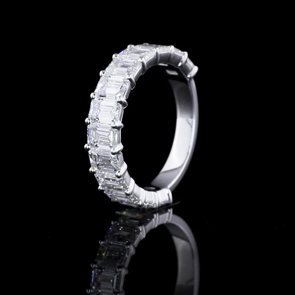14K White Gold 3/4 Eternity Band with East-West Set Emerald Cut Lab Diamonds - 4.05 Carats Total Diamond Weight - Covaloro Fine Jewelry - Image 3