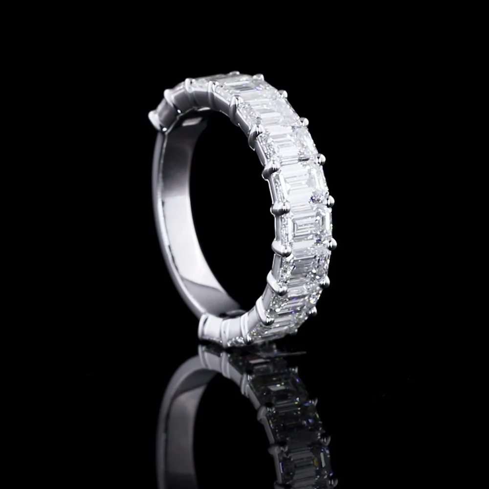14K White Gold 3/4 Eternity Band with East-West Set Emerald Cut Lab Diamonds - 4.05 Carats Total Diamond Weight - Covaloro Fine Jewelry - Image 4