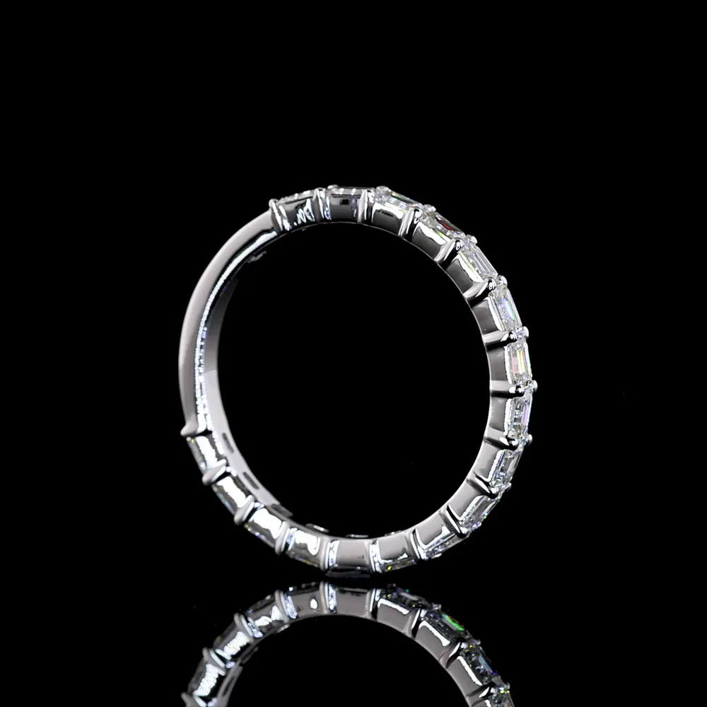 14K White Gold 3/4 Eternity Band with East-West Set Emerald Cut Natural Diamonds - 1.08 Carat Total Weight, E-F Color VS+ Clarity - Covaloro Fine Jewelry - Image 3