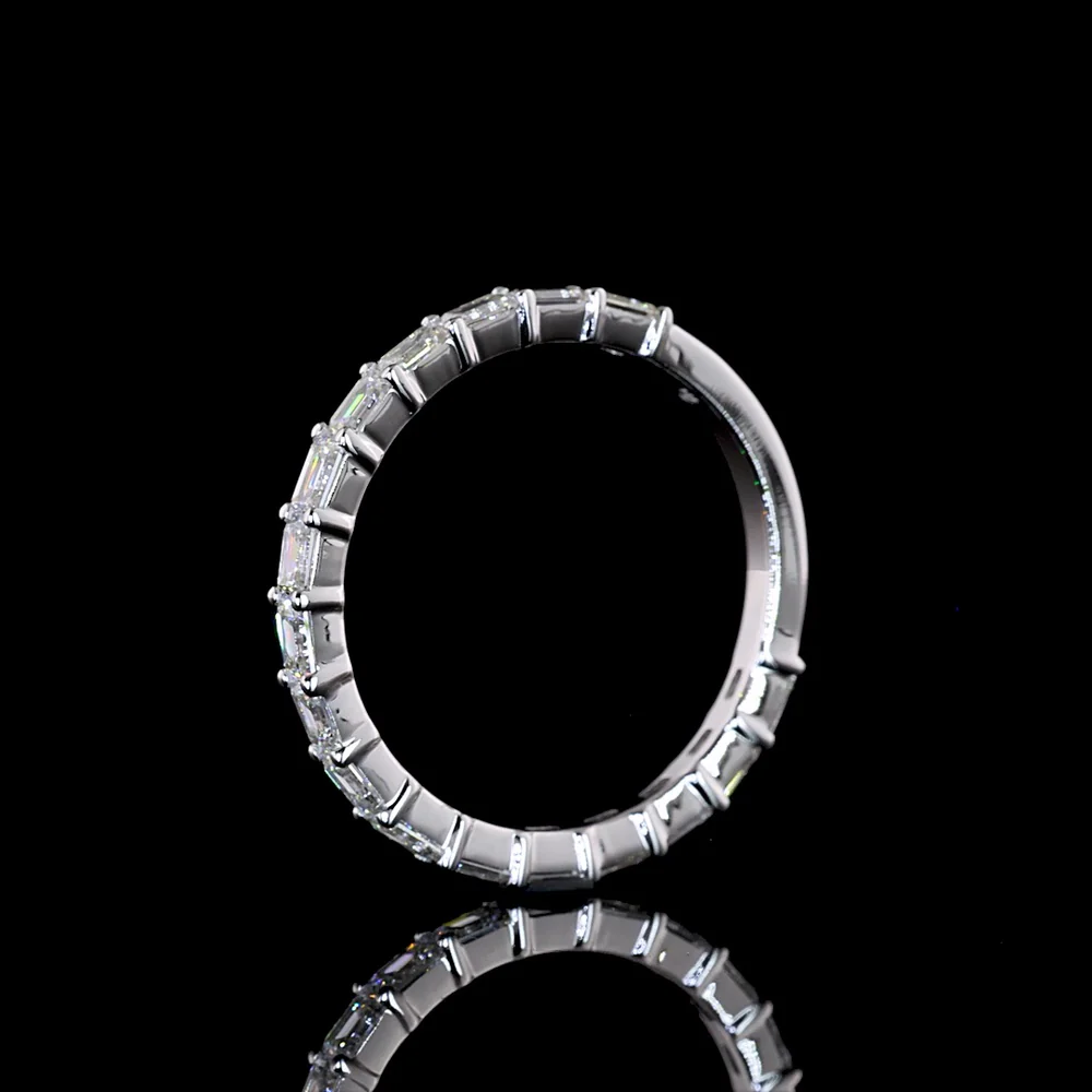 14K White Gold 3/4 Eternity Band with East-West Set Emerald Cut Natural Diamonds - 1.08 Carat Total Weight, E-F Color VS+ Clarity - Covaloro Fine Jewelry - Image 4